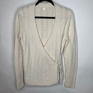 Margaret OLeary Cream Wrap Sweater Sz Medium?